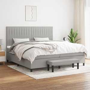 Box spring postel s matrací světle šedá 200 x 200 cm textil - obrázek 1