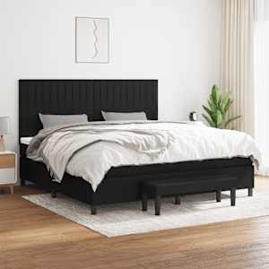 Box spring postel s matrací černá 200x200 cm textil - obrázek 1