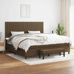 Box spring postel s matrací tmavě hnědá 200x200 cm textil - obrázek 1