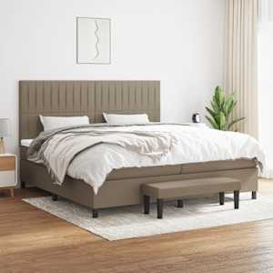 Box spring postel s matrací taupe 200x200 cm textil - obrázek 1