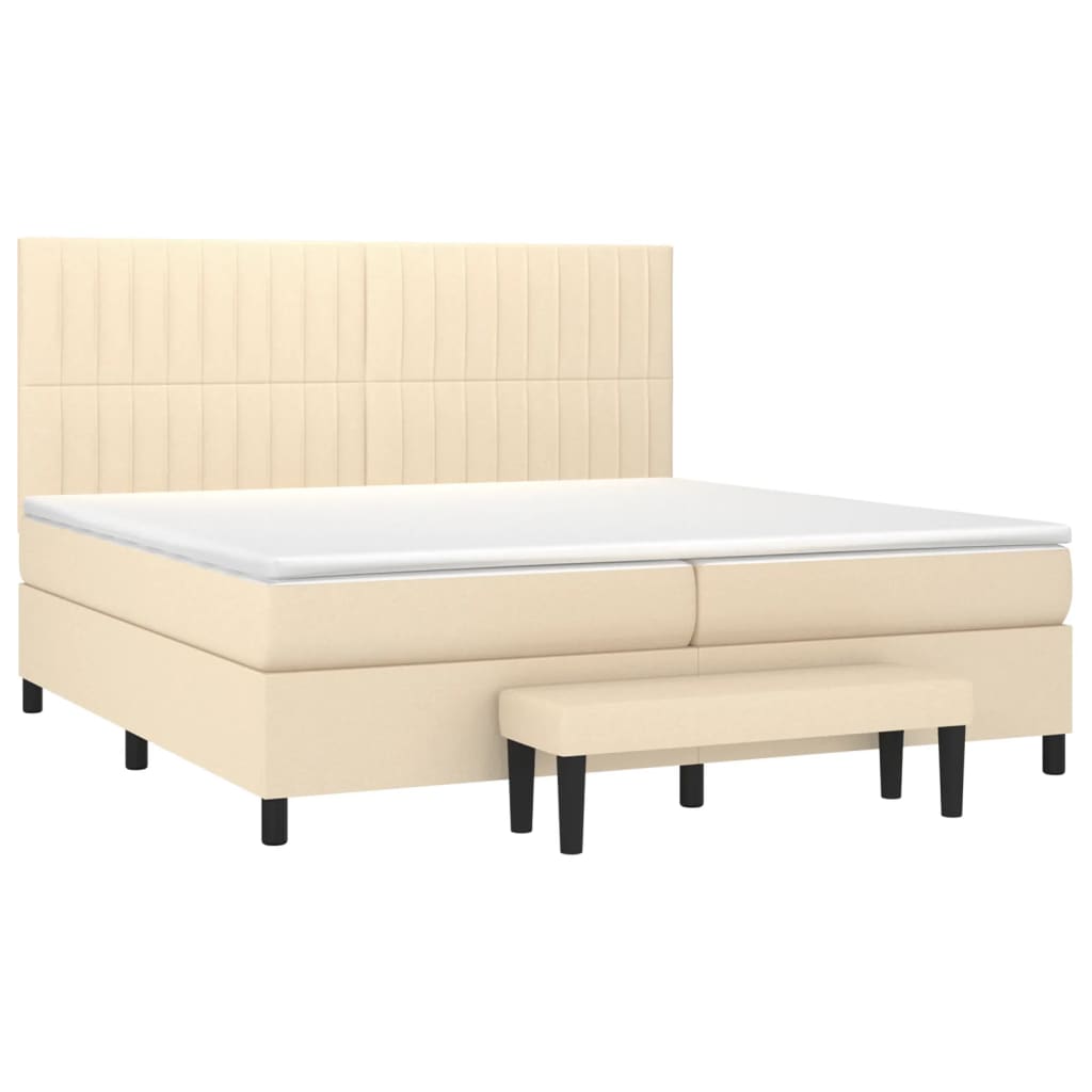 vidaXL Boxspring met matras stof crèmekleurig 200x200 cm afbeelding