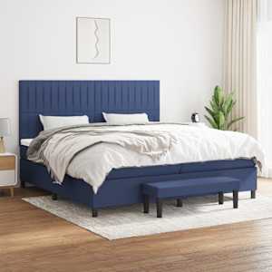 Box spring postel s matrací modrá 200x200 cm textil - obrázek 1