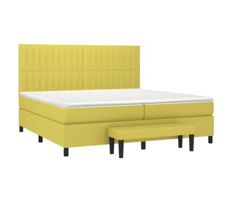 vidaXL Lova su spyruoklėmis ir čiužiniu, žalia, 200x200 cm, audinys