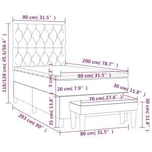 Box spring postel s matrací tmavě šedá 80 x 200 cm textil - obrázek 8