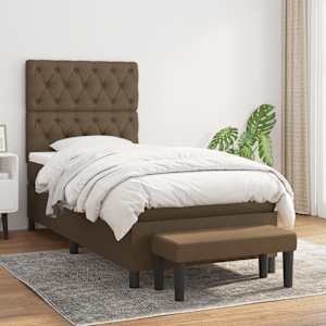 Box spring postelja z vzmetnico temno rjava 80x200 cm blago