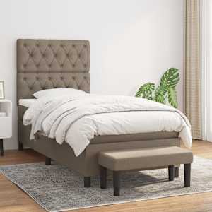Box spring postel s matrací taupe 80x200 cm textil - obrázek 1