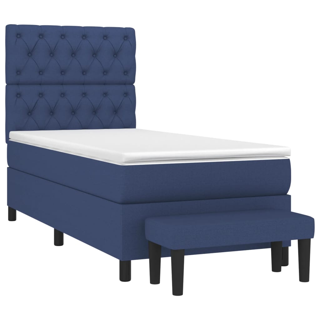 vidaXL Boxspring met matras stof blauw 80x200 cm afbeelding