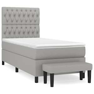 Box spring postel s matrací světle šedá 90x190 cm textil - obrázek 2