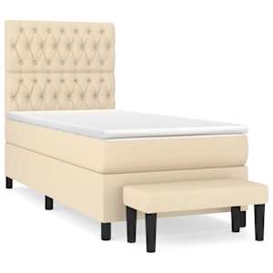 Box spring postel s matrací krémová 90x190 cm textil - obrázek 2