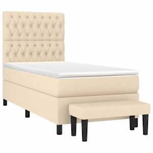 Box spring postel s matrací krémová 90x190 cm textil - obrázek 3
