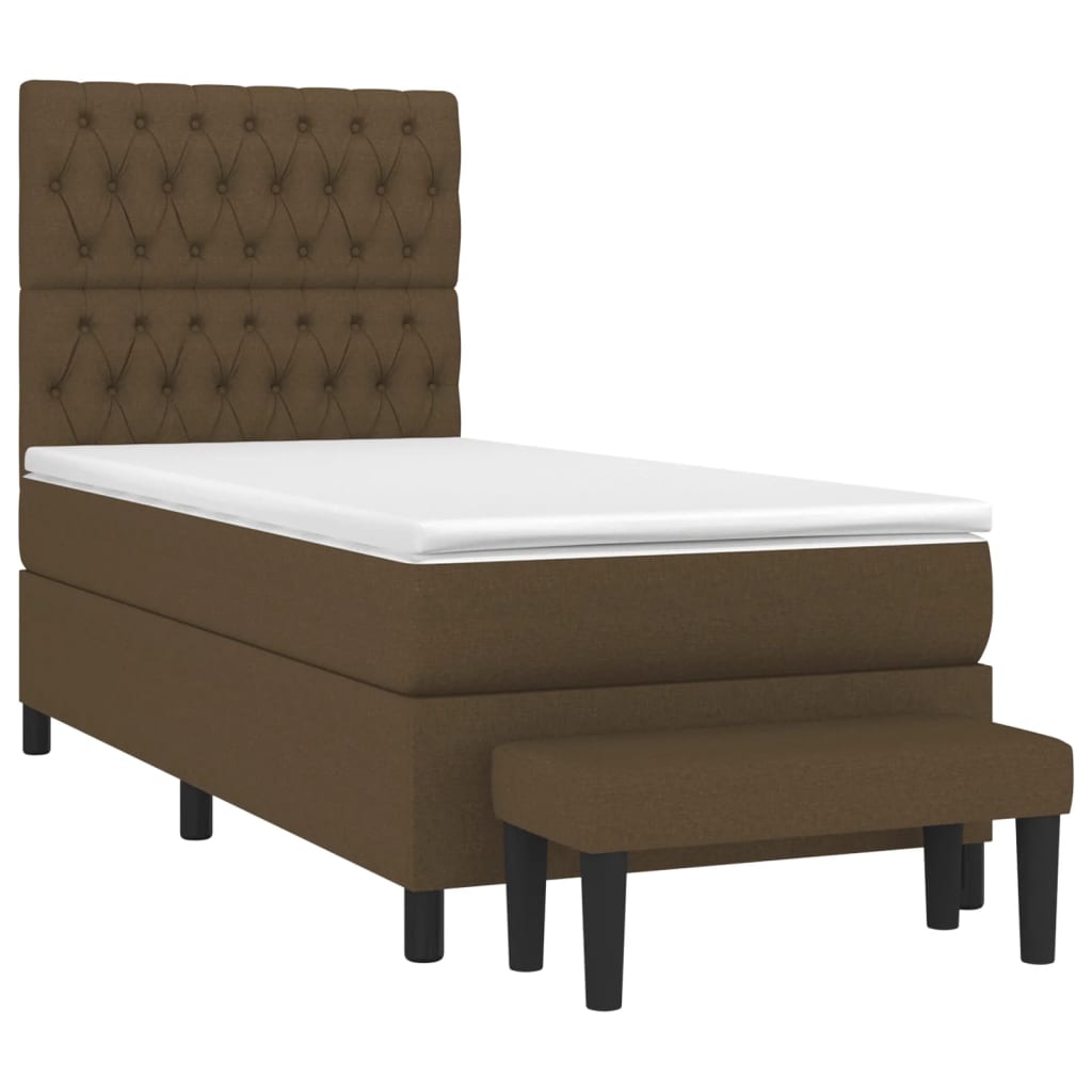 vidaXL Boxspring met matras stof donkerbruin 90x200 cm afbeelding