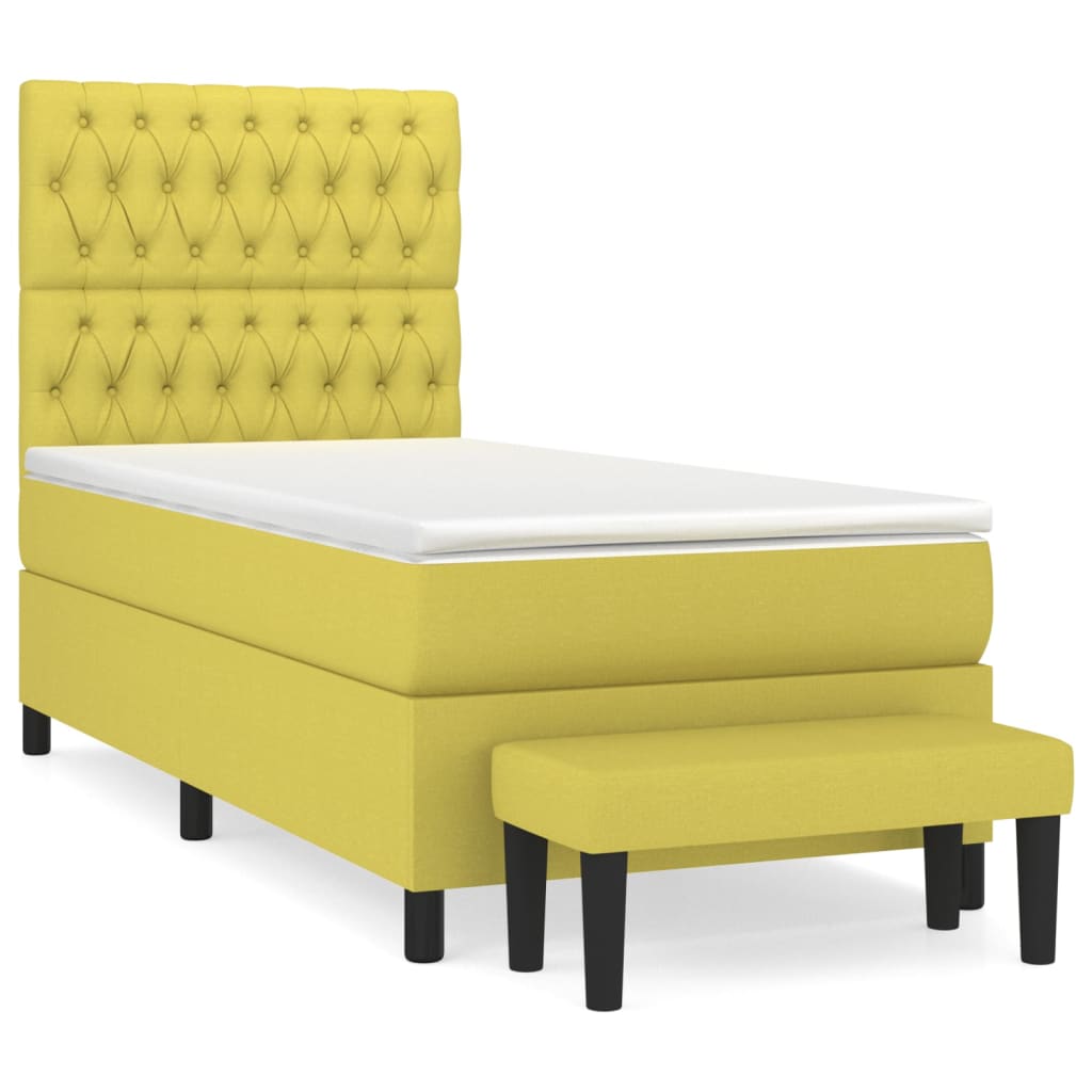 Világoszöld szövet rugós ágy matraccal 90 x 200 cm 