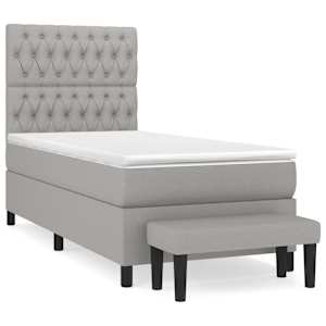 Box spring postel s matrací světle šedý 100 x 200 cm textil - obrázek 2