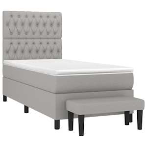 Box spring postel s matrací světle šedý 100 x 200 cm textil - obrázek 3