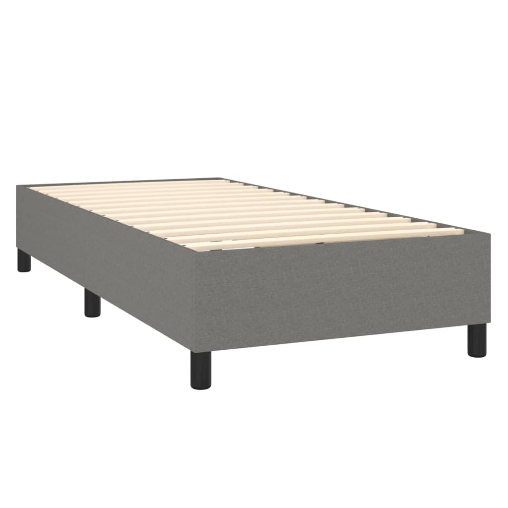 sötétszürke szövet rugós ágy matraccal 100 x 200 cm