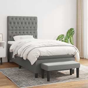 Box spring postel s matrací tmavě šedá 100 x 200 cm textil - obrázek 1