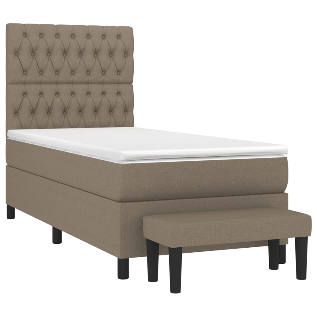 vidaXL Boxspringbett mit Matratze Taupe 100x200 cm Stoff