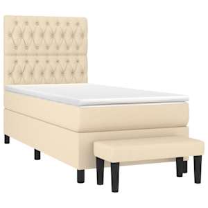 Box spring postel s matrací krémová 100 x 200 cm textil - obrázek 3