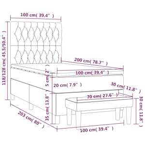 Box spring postel s matrací modrá 100 x 200 cm textil - obrázek 8