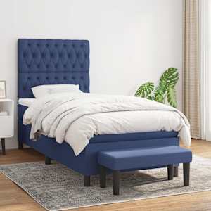 Box spring postel s matrací modrá 100 x 200 cm textil - obrázek 1
