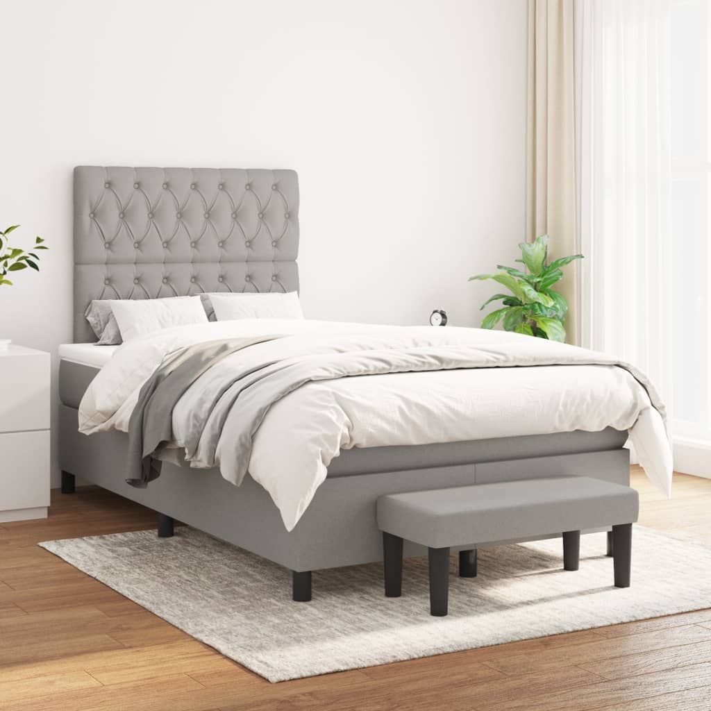 Box spring postel s matrací světle šedá 120 x 200 cm textil
