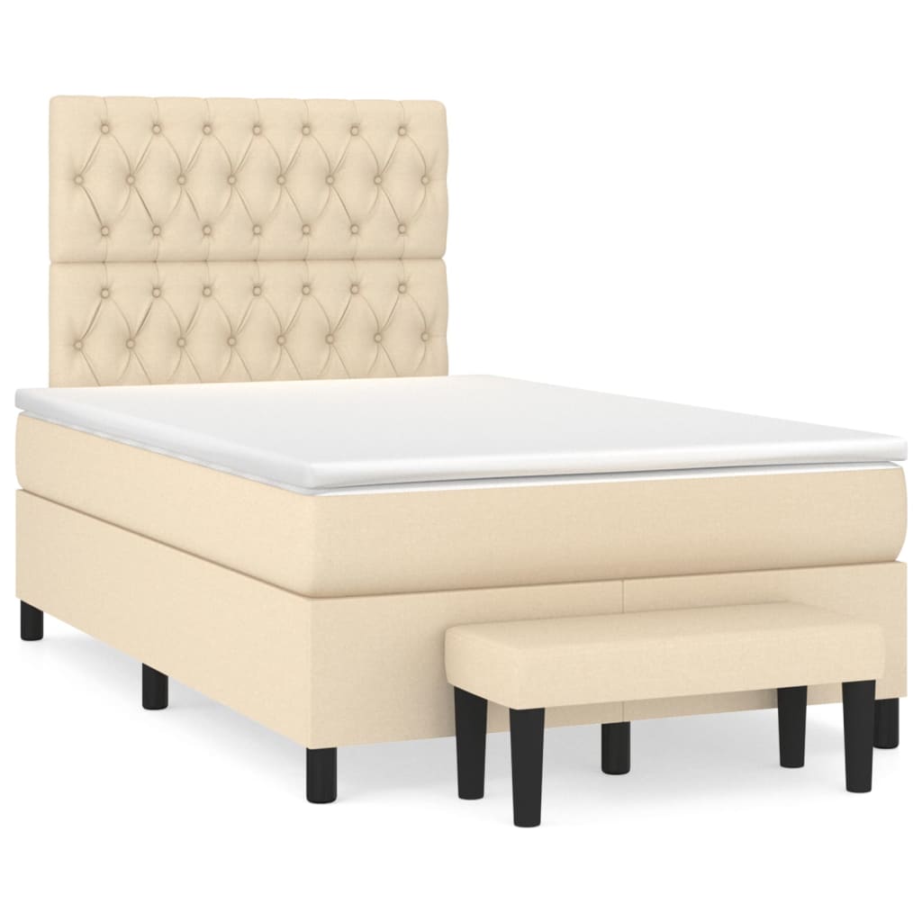 vidaXL Boxspring met matras stof crèmekleurig 120x200 cm afbeelding