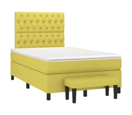 vidaXL Lova su spyruoklėmis ir čiužiniu, žalia, 120x200 cm, audinys