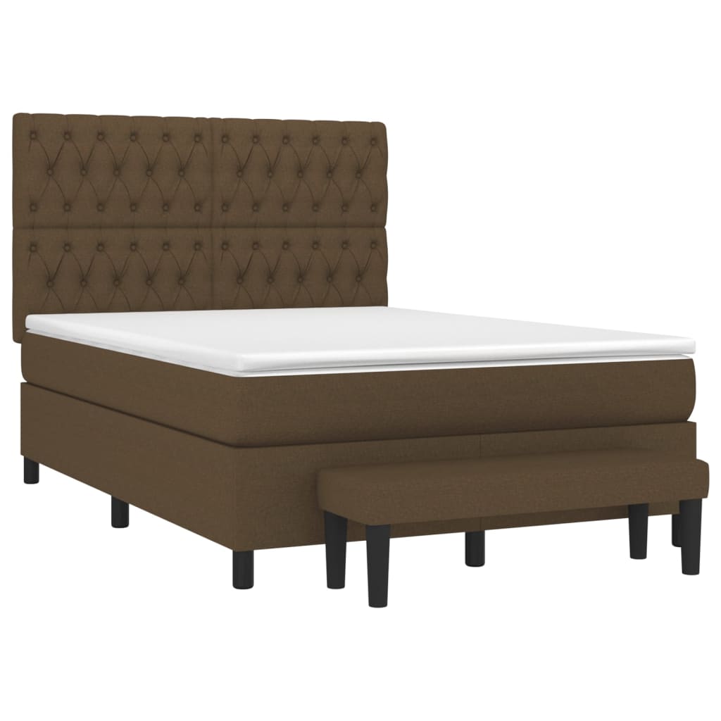 vidaXL Boxspring met matras stof donkerbruin 140x190 cm afbeelding