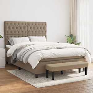 Box spring postel s matrací taupe 140x190 cm textil - obrázek 1