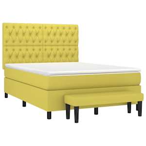 vidaXL Lova su spyruoklėmis ir čiužiniu, žalia, 140x200 cm, audinys