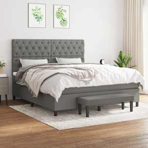 Box spring postel s matrací tmavě šedá 160x200 cm textil - obrázek 1