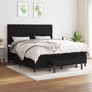 Box spring postel s matrací černá 160x200 cm textil - obrázek 1