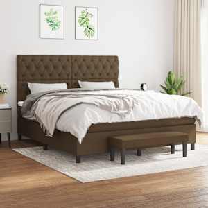 Box spring postel s matrací tmavě hnědá 160x200 cm textil - obrázek 1