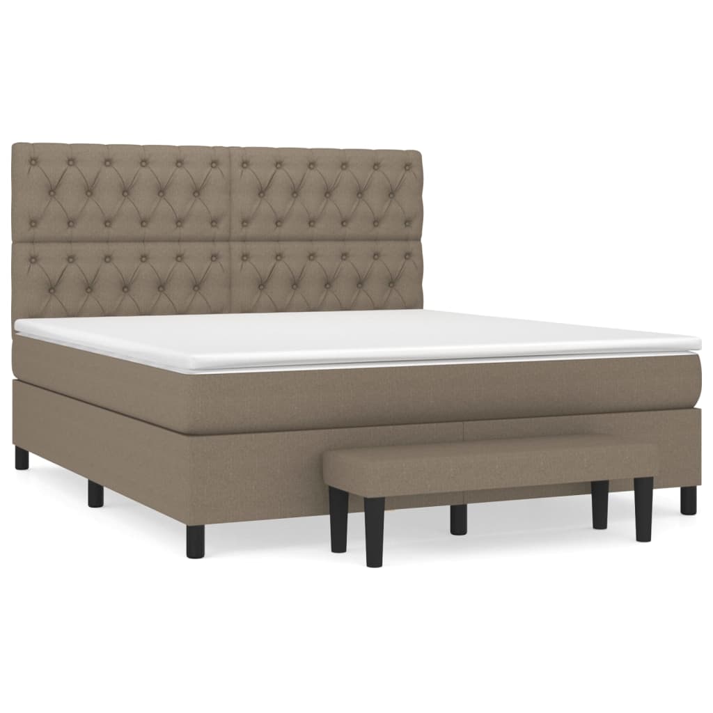 vidaXL Box spring postelja z vzmetnico taupe 160x200 cm blago