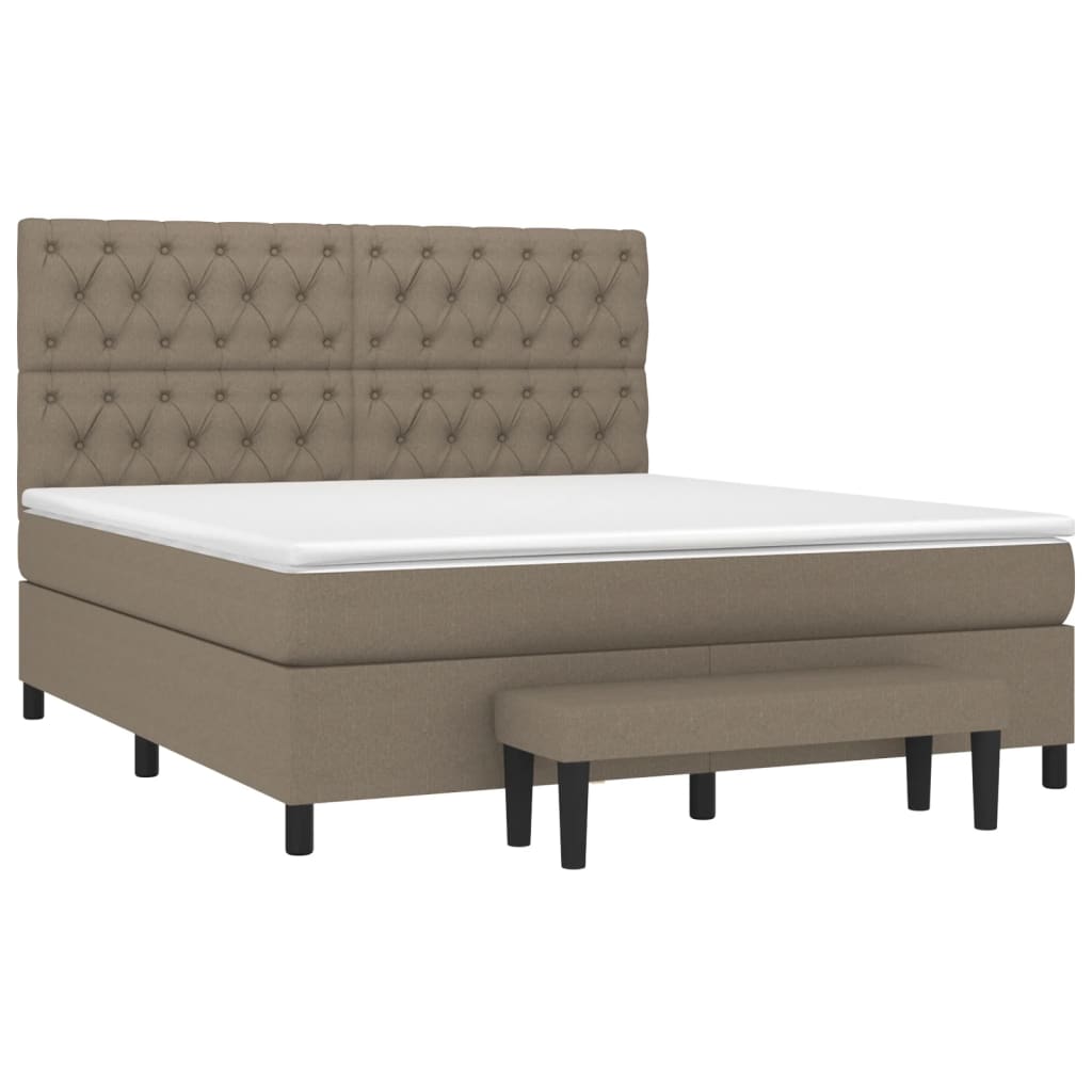 vidaXL Boxspring met matras stof taupe 160x200 cm afbeelding