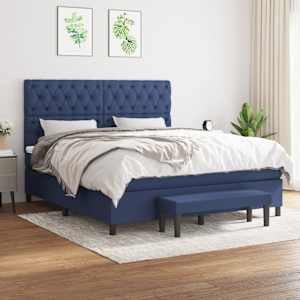 Box spring postelja z vzmetnico modra 160x200 cm blago
