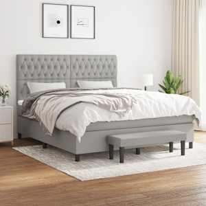 Box spring postel s matrací světle šedá 180 x 200 cm textil - obrázek 1