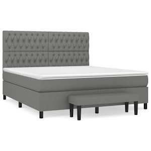 Box spring postel s matrací tmavě šedá 180x200 cm textil - obrázek 2