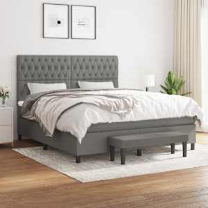 Box spring postel s matrací tmavě šedá 180x200 cm textil - obrázek 1