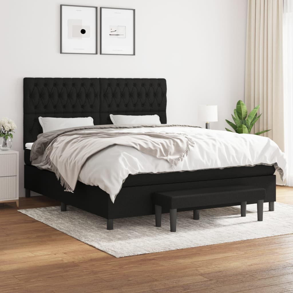 Boxspringbett mit Matratze Schwarz 180×200 cm Stoff