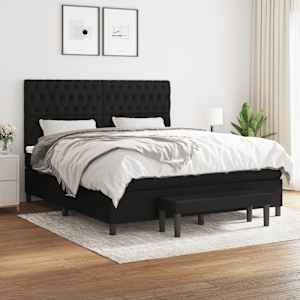 Box spring postel s matrací černá 180x200 cm textil - obrázek 1