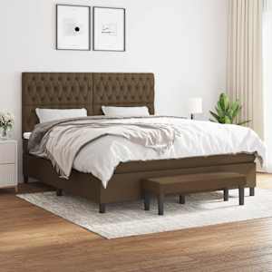 Box spring postel s matrací tmavě hnědá 180x200 cm textil - obrázek 1
