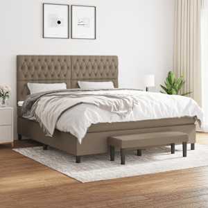 Box spring postel s matrací taupe 180x200 cm textil - obrázek 1