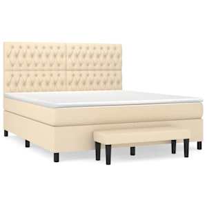 Box spring postel s matrací krémová 180x200 cm textil - obrázek 2