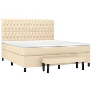 Box spring postel s matrací krémová 180x200 cm textil - obrázek 3