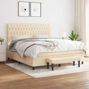 Box spring postelja z vzmetnico krem 180x200 cm blago