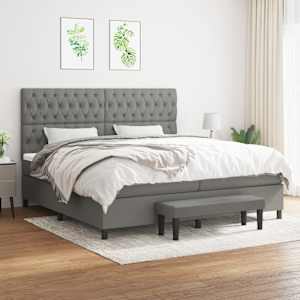 Box spring postel s matrací tmavě šedá 200x200 cm textil - obrázek 1