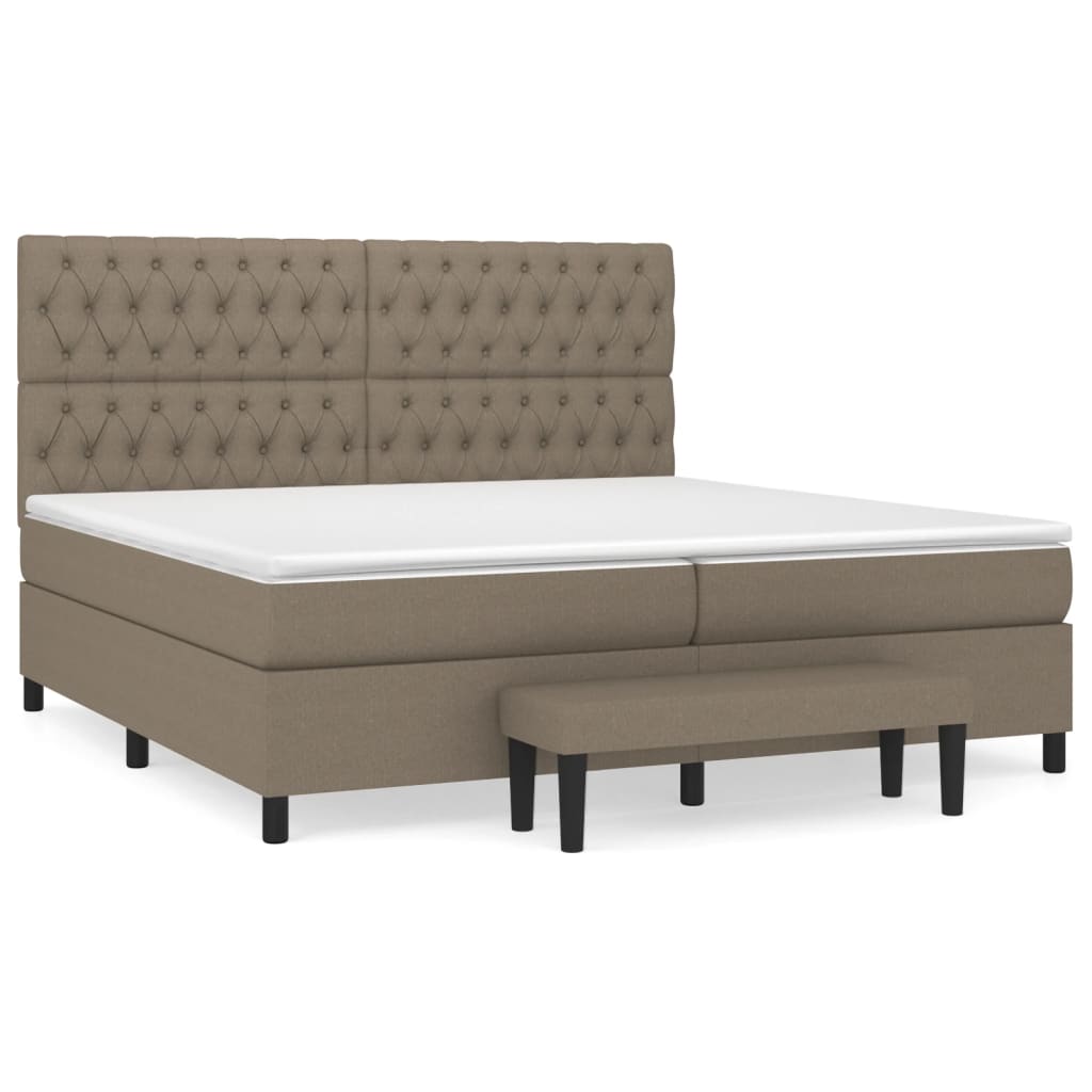 vidaXL Box spring postelja z vzmetnico taupe 200x200 cm blago