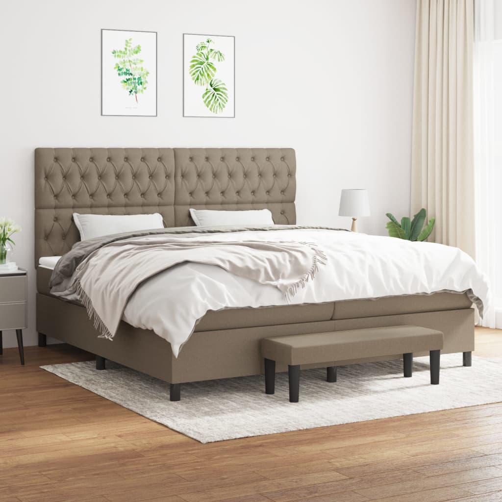 Boxspringbett mit Matratze Taupe 200×200 cm Stoff