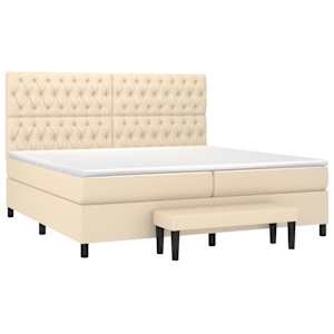 Box spring postel s matrací krémová 200x200 cm textil - obrázek 3